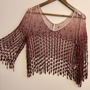 Free People Ombré Pink & Burgundy Crochet Top